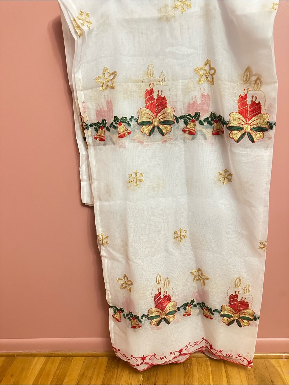 Christmas sheer curtains with embroidery